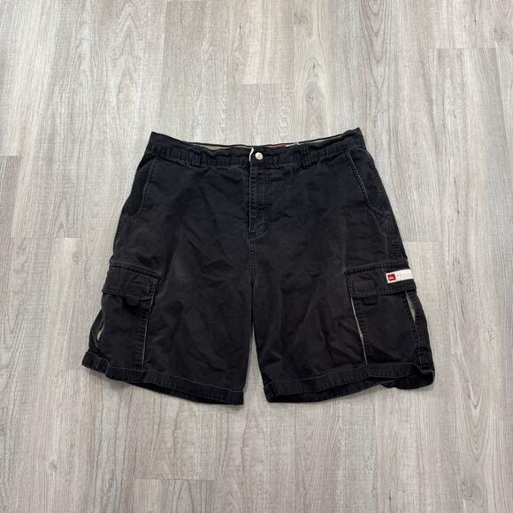 Vintage Quiksilver Cargo Shorts Men's 38 Black 9" Inseam y2k Skate Surf Faded - Picture 1 of 12